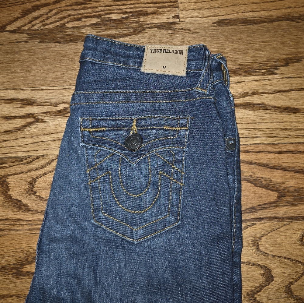 Boys True Religion Blue Denim with Red Stitching Size 10